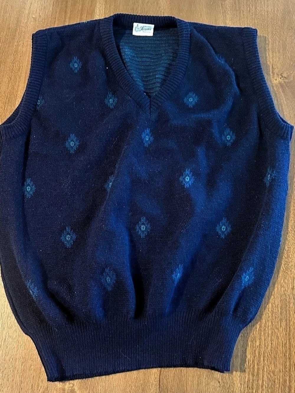 Vintage Maglificio Florence Sweater Vest M/L Navy Wool Blend Made Italy